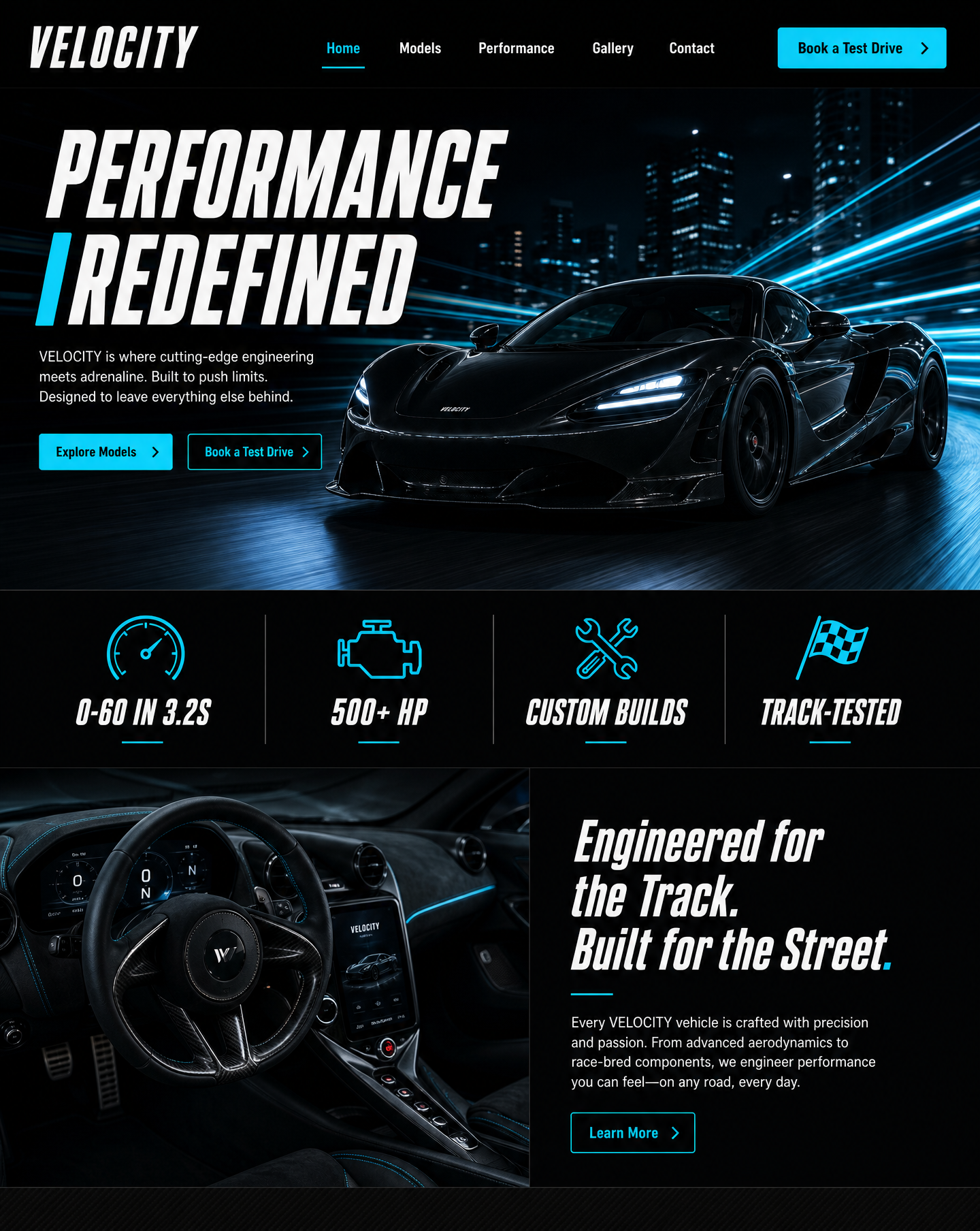 Preview of the Velocity high-performance automotive website built by Dygital